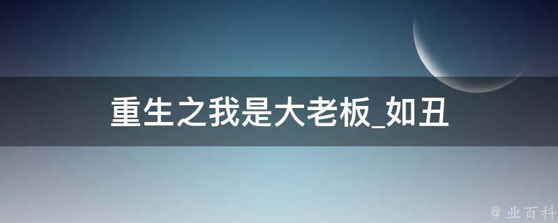 重生之我是大老板