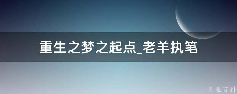 重生之梦之起点