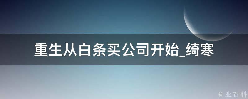 重生从白条买公司开始