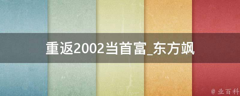 重返2002当首富