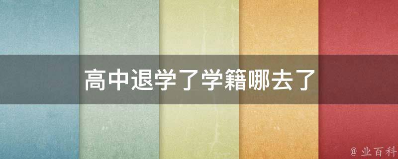 高中退学了学籍哪去了