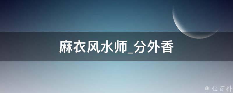 麻衣风水师