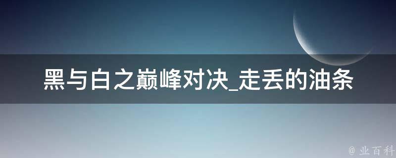 黑与白之巅峰对决