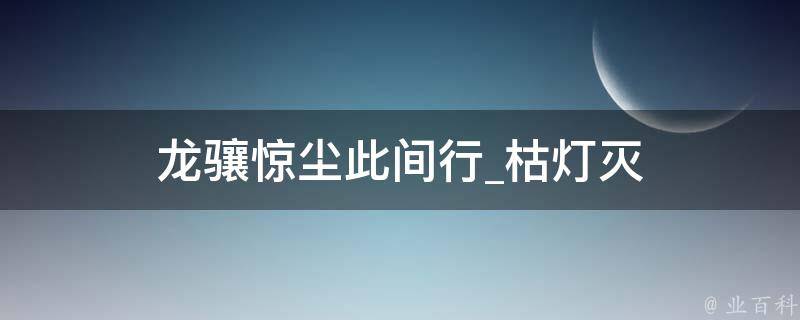 龙骧惊尘此间行