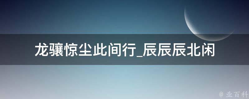 龙骧惊尘此间行